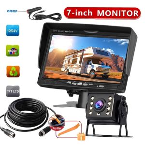 7Inch Wired Heavy Duty CCD 8 LED Rear View Camera with 4PIN 10M Cable Reversing Backup Functionality for MotorhomeCaravanBus