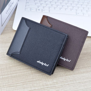 ManYiDi Mens Short Wallet Multi-Card Slim Splicing Fashion Casual Soft Leather Youth Business OL Style Polyester Lining