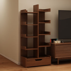 Living Room Floor Standing Integrated Wall Student Bookcase Narrow Cabinet Modern Simple Style Density Board