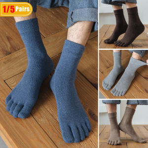 1/5 Pairs Mans Wool Five Finger Socks Short Winter Solid Sweat-Absorbing Business Thick Thermal Anti-Bacterial Warm Toe Socks