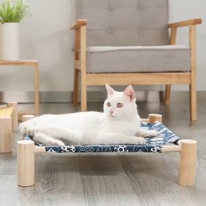 Hammock Elevated Wooden Hammock Cat Beds Cots Small Dog Beds Wooden Detachable Tempat Tidur Kucing cardboard bed