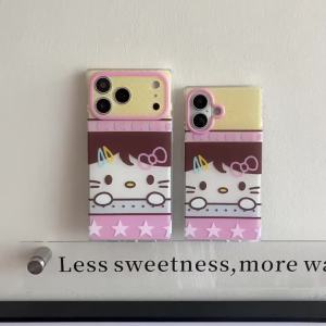 Sanrio | Cartoon Square Sanrio Hello Kitty Frosted Phone Case For iphone 17 16 15 Pro Max 17 Lens Protective Shockproof TPU Hard Cover