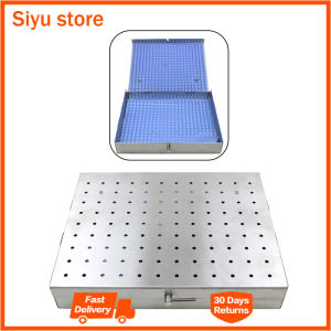 GREATLH Sterilization Box Case Disinfection Tray Case Medical Silicone Pad Sterilization Stainless Steel