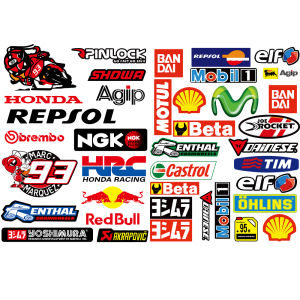 2 Sets of PVC Waterproof Sponsor Stickers MOTUL OHLINS Beta KYB SHOEI RK Arai Decorative Motorcycle Stickers for YAMAHA HONDA SUZUKI DUCATI KTM