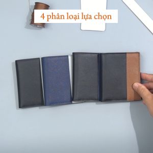 Ví Nam Mini Da Saffiano V120 Dáng Đứng Nhỏ Gọn Phối 2 Màu Cá Tính Lịch Sự - Bụi leather