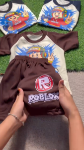 Setelan Anak Roblox Lucu 3Bln–10Th | Baju & Celana Pendek | Warna Random Motif Terbaru