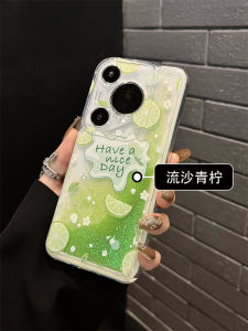 ZPOU Huawei Mate60 Pro+ Phone Case Summer Watermelon Lemon Shiny Powder Flowing Sand Anti-Fall Protective Silicone Cover for Women