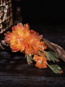 Traditional Chinese Style Hairpin Womens Orange Flower Hair Accessories Hanfu Hairpin Iron-On Embroidery New Middle Chinese Style