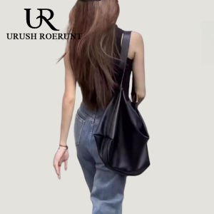 UR Womens 2025 New Tote Bag with Wide Shoulder Strap Soft Surface Large Capacity Commuter Bag Single Shoulder Slant Cross Bag