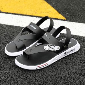 Breathable Summer Mens Sandals Two-Way Slip-On Soft Bottom Thong Slippers Casual Student Daily Wear Comfortable Beach Shoes