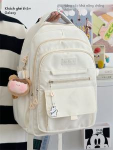 Galaxy Visitor Ins Style College Bag for Women Japan and South Korea Inspired Pure Color Large Capacity Bookbag with Lid Casual Waterproof Nylon Cloth