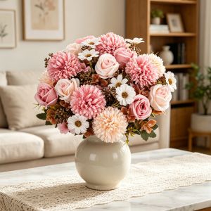 Silk Rose Artificial Flowers Wedding Home Room Table Festival Decora Wreath Bridal Bouquet Table Vase Photography Prop DIY Gifts