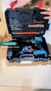TONNIFU 65N.m Máy Khoan Pin Đầu Kẹp Tự Khóa 3 Chức Năng Vặn Vít Khoan Búa