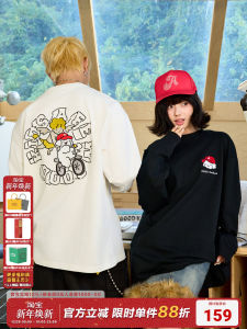 เสื้อยืดคอกลมแขนยาวคู่รัก AFGK X Tombonia Angel And Little Dog Riding Bike แฟชั่นฤดูใบไม้ผลิและฤดูใบไม้ร่วงสำหรับเยาวชน