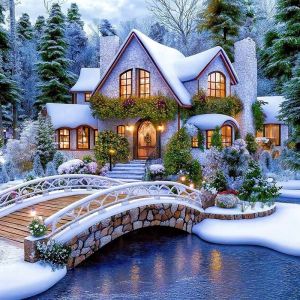 Huacan Mùa Đông Bộ Tranh Gắn Đá 5D DIY Full Cover MOSAIC Thủ Công Cảnh Tình Truyện Lãng Mạn Trang Trí Nhà Cửa Tặng Vuông & Hình Tròn Kim Cương