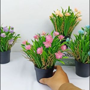 Tanaman Hias Pot Bunga Plastik Artifical Flower Ornamen Dekorasi Ruangan Buatan COD PBP191