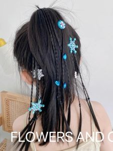 Princess Braided Hair Accessories Blue Snowflake Birthday Girls Hairband Non-Damaging Fake Hair Rope Baby Hair Accessory