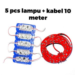 5 pcs LED ultrasonic 3 mata kedip dan kabel bintik 10 meter Led kedip otomatis tanpa modul led variasi motor mobil truk bus