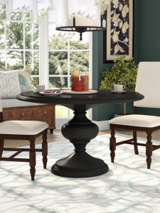 American Style Solid Wood round Dining Table Black Retro Dinner Table French Style Small Apartment Simple Designer Dining Table