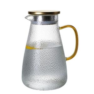 Hammered Pattern Durable Glass Water Pitcher Large Capacity