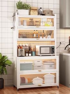 Kitchen Cabinet Rack With Hole Board Multi-function Electrical Appliances Storage Kitchen Organizer With Wheels