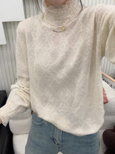 French Lace High Collar Long Sleeve Base Shirt Womens Fashionable Spring Autumn New Style Womens Clothing Elegant Top