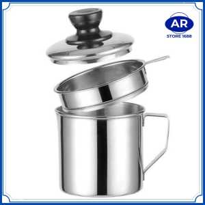 Oil Pot - Gelas Saringan Minyak 1 Liter Stainless Steel