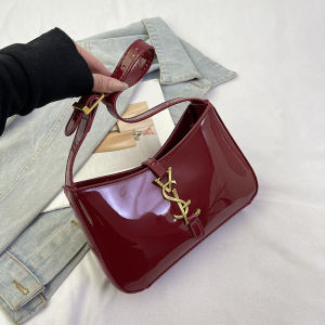Glossy Leather Shoulder Bag Womens Fashion Mirror Surface Underarm Bag Versatile Handbag Popular Internet Celebrity Bag