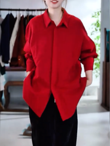 QINGNAER | Red Loose Casual Business Shirt
