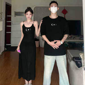 Trendy Couple Outfit French Style Spicy Girl Mini Dress And Top Summer Design Unique Small Audience Short Sleeve round Neck