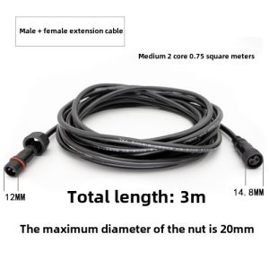 Waterproof Plug Male and Female Extension Cable 2 Core 3 Core 4 Wire Outdoor Lamp Connector Quick Docking Cars Power Cord