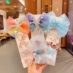 Jepit Rambut Korea Anak Perempuan Motif Pita Frozen 1 Set 5 Pcs Aksesoris Jepitan Rambut Lucu AK120 ZIORRA