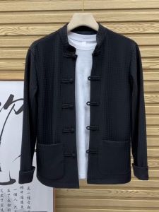 Spring Autumn New Style Mens Casual Comfortable Fashionable Tang Suit Versatile Elegant Handsome Ethnic Wear Youth Leisure