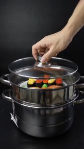 PUSAT GROSIR AS Panci Serbaguna Panci Kukus Panci Stainless  Steamer Pot Panci Kukus Serbaguna Panci Susun Panci   freemir Panci Kukus Satu & Dua Susun 26cm & set 3 in 1 Dengan Penghantar Panas yang Cepat Panci Steamer Susun