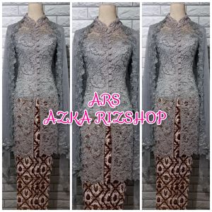 set kebaya pesta set kebaya akad nikah silver kebaya tunik wisuda kebaya brukat ibu hajat