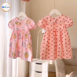 VÁY BÉ GÁI CỔ SEN HỌA TIẾT ĐÁNG YÊU - MT2318