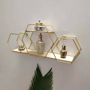 Nordic Style Wall Mounted Shelf Living Room Bedroom Cosmetic Storage Rack Decorative Multi-Layer Organizer Iron Material