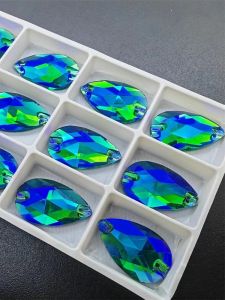 เพชรคริสตัลทรงหยดน้ำขนาดใหญ่ประดับผ้าสำหรับชุดเต้นรำลาตินและชุดโชว์ ปิดทองเหลือง DIY ประดับเพชรคริสตัล