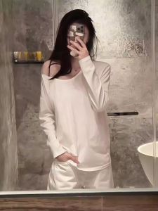 Áo Thun Cotton Dài Tay Cổ Chữ V Thường Ngày Cho Nữ Mùa Thu Dáng Rộng Thoải Mái Mặc Trong Quần Áo Công Sở Thường Ngày