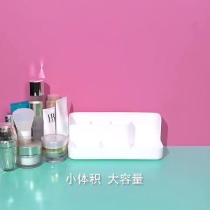 กล่องเก็บเครื่องสำอางโต๊ะ เครื่องแป้งเดสก์ท็อปผลิตภัณฑ์ดูแลผิวลิปสติกแต่งหน้าสาวแปรงชั้น เก็บพลาสติก ระดับไฮเอนด์