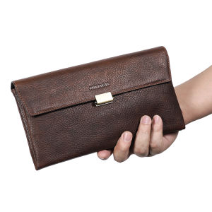 CONTACTS Mens Genuine Leather Retro Mens Handbag with Wrist Strap Mens Handbag Zipper Clutch Bag Wallets