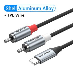 Vention | Vention USB C To RCA Audio Cable USB-C to 2RCA Male Jack Y Splitter Stereo Cord for iPhone 17 16 Samsung Pixel 7 Pro Audio Adapt