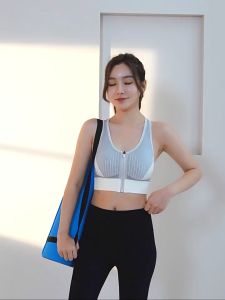 Bra Sport Gym Yoga Bra Olahraga Wanita Tanpa Kawat Atasan Sport Bh Gym Tank Top Bra Dengan Resleting Depan BH36