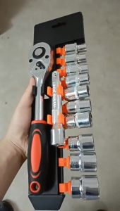 AUTOFun Impact Kunci Pas Soket Wrench 1/2  1/4 Baja Asli Handle Multifungsi Set Car Repair Tool 12 pcs Ratchet