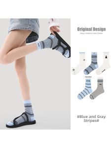 Vớ Dây Sọc Xanh Graffiti Sáng Tạo Thoáng Khí Cho Mùa Xuân/Hè