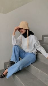 Topi Bucket WIDE Tali Besar / Topi Bucket Wanita / Viral Topi Selebgram Tali Panjang