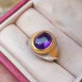 Cincin Batu Kecubung Ungu Minimalis. 