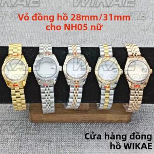 Vỏ Đồng Hồ Nữ Hai Màu Bạc Vàng Sang Trọng 28mm31mm Bằng Thép Không Gỉ Với Viền Kim Cương Chống Nước Máy NH05