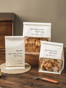 Self-Sealing Baking Packaging Bag Iron Wire Edge Simple Style Toast Bread Bag Oil Proof Window Design Kitchen Cooking Tool