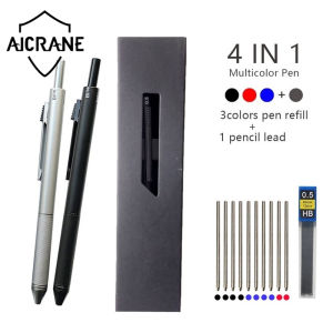 AICRANE Metal ball pen set Multicolor Pen 4 In 1 Gravity Sensor Ballpoint Pen 3 Colors Ball Pen and 1 Mechanical Pencil Office School Stationery